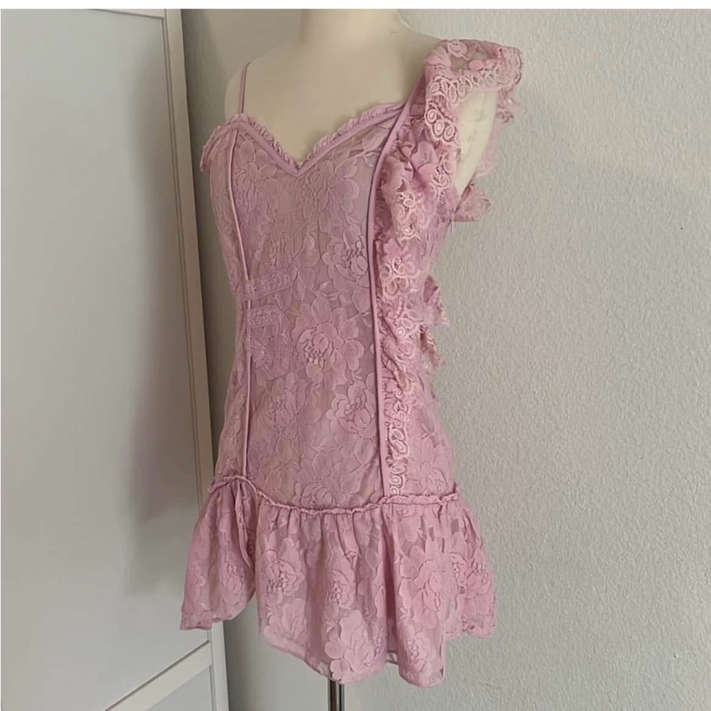 Pink Lace Ruffle Dress